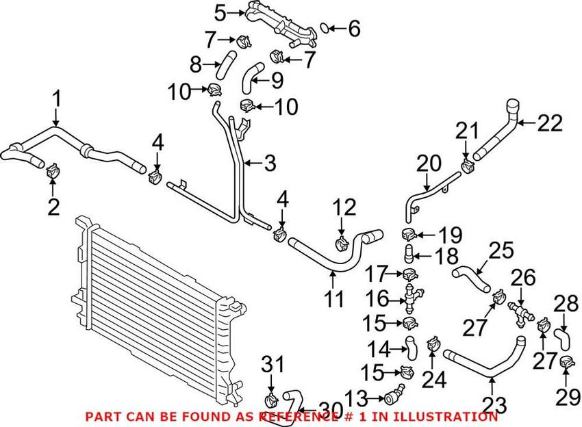 Audi Radiator Coolant Hose - Passenger Side 4G0145923C